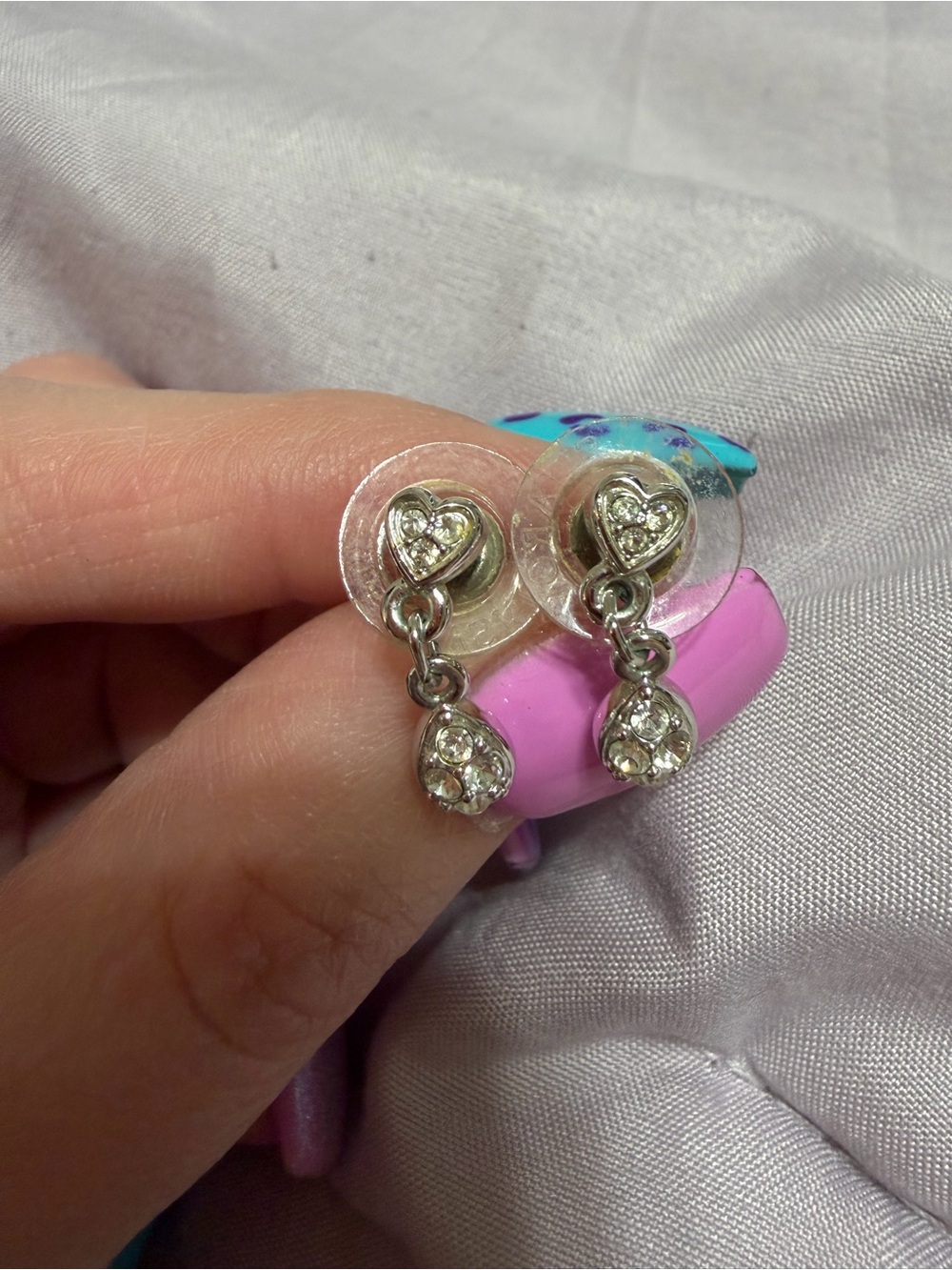 💥 Swarovski Silver-Tone Heart Drop Earrings with Clear Crystals